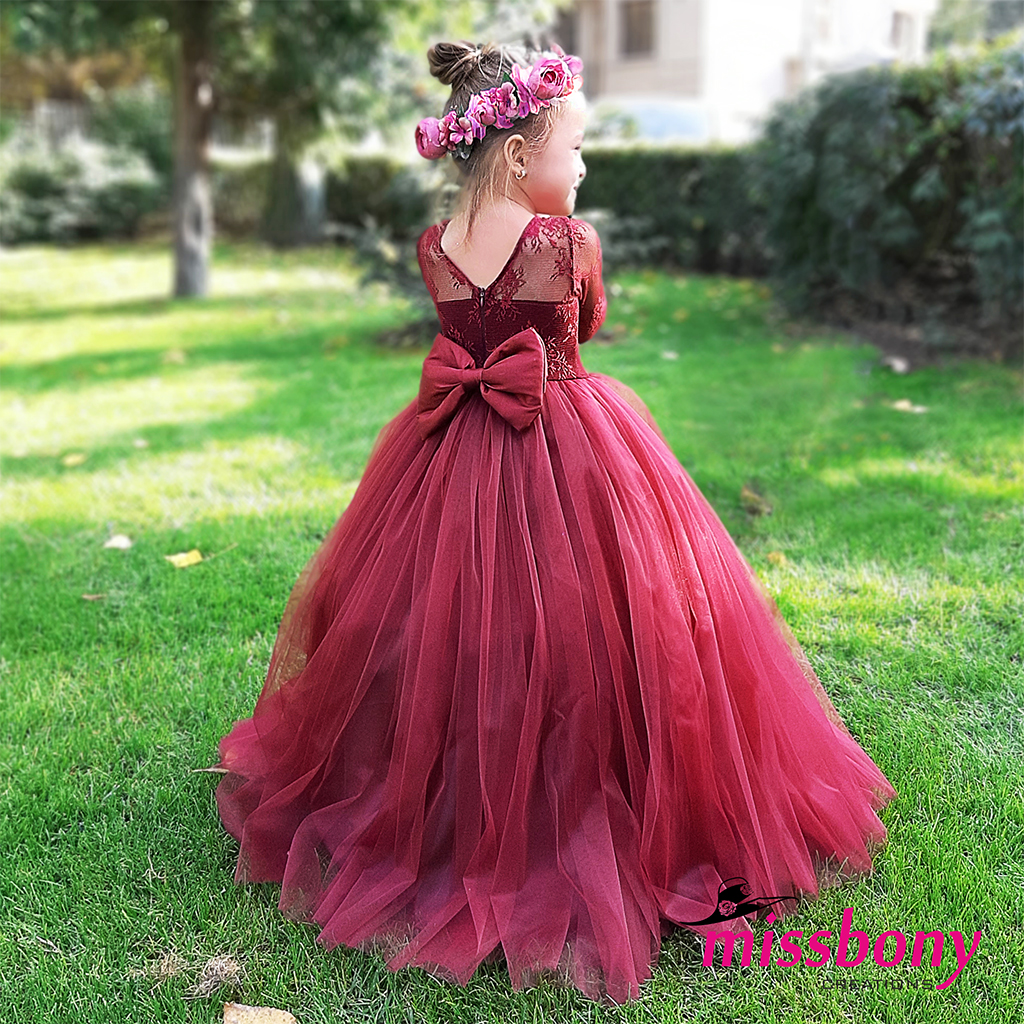 Girls' lace, red evening dress GRACE