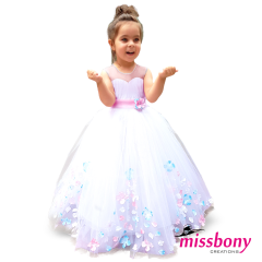 Girls' evening dress, flowers embellished, ROSA