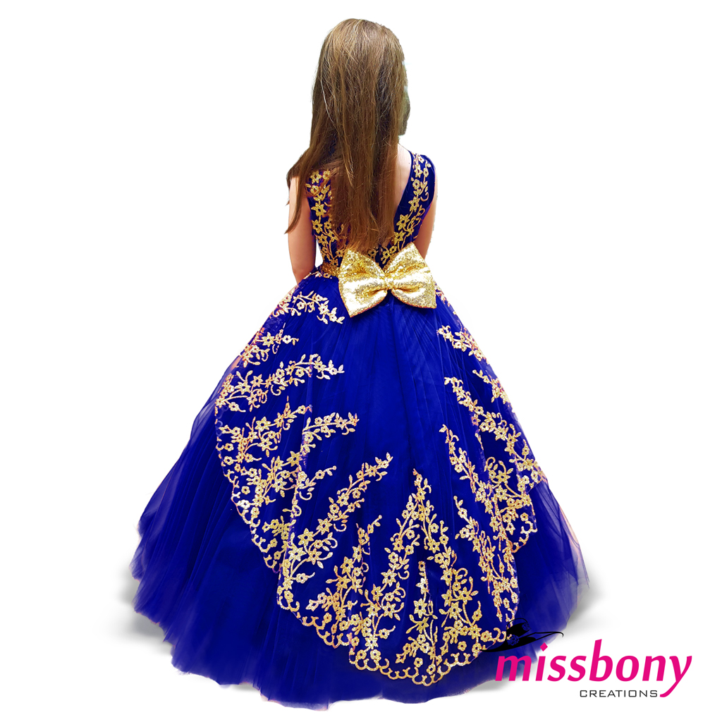 Gold glittery girl's evening dress, SCARLETT