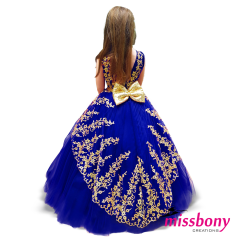 Childrens' evening dress, gold sequin, puffy, SCARLETT